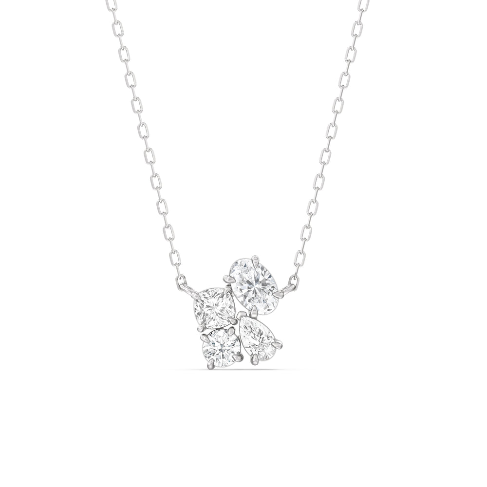 Brilliant Cluster Diamond Necklace with 14KT White Gold / Lab / 1 Cut Diamond in 14KT White Gold / Lab / 1 view 1
