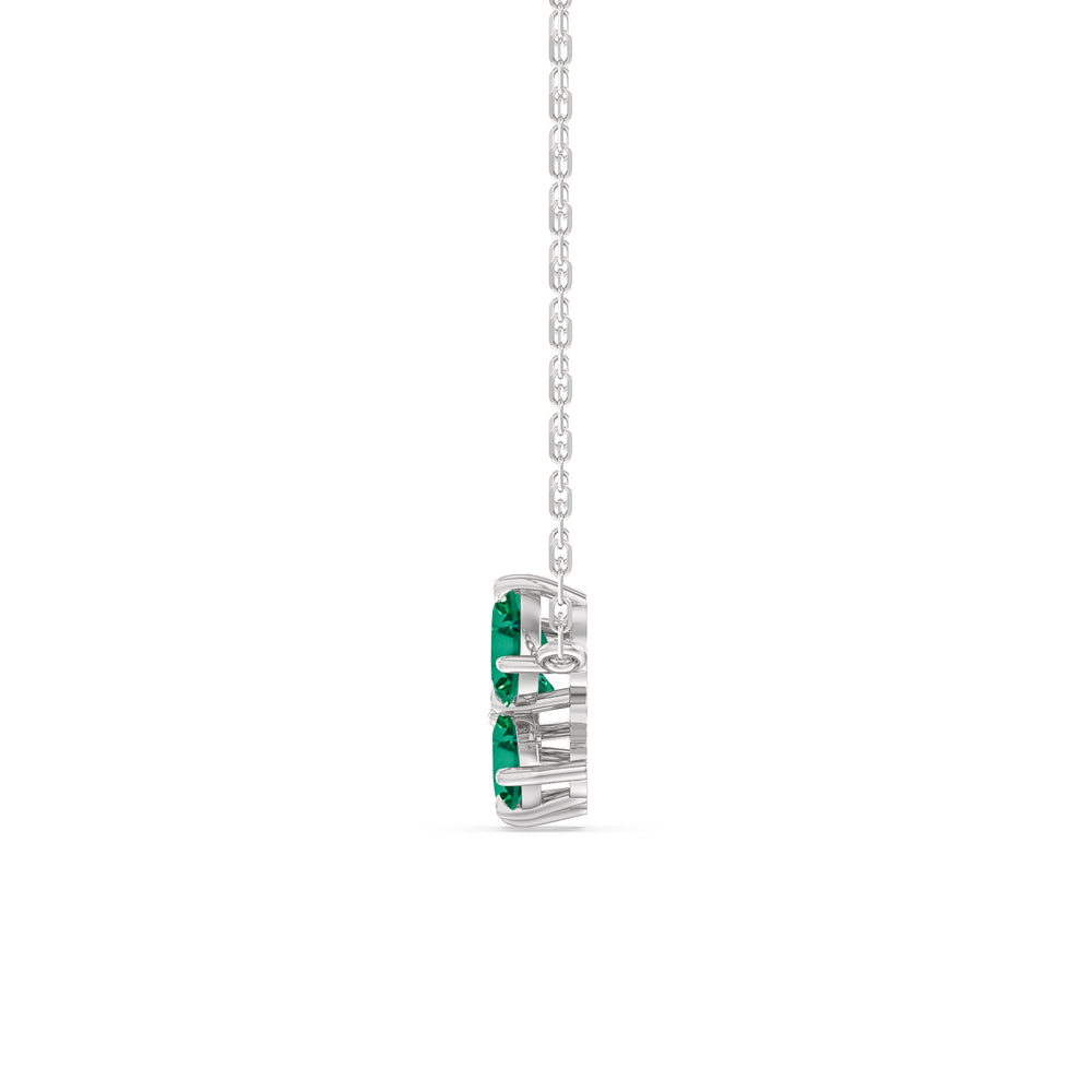 Emerald Brilliant Cluster Necklace with Sterling Silver Cut Diamond in 14KT Sterling Silver view 3
