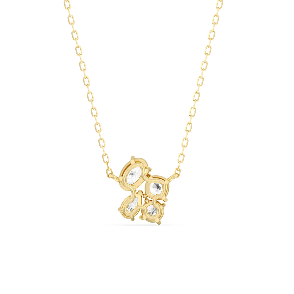 Brilliant Cluster Diamond Necklace with 14KT Yellow Gold / Lab / 1 Cut Diamond in 14KT Yellow Gold / Lab / 1 view 6
