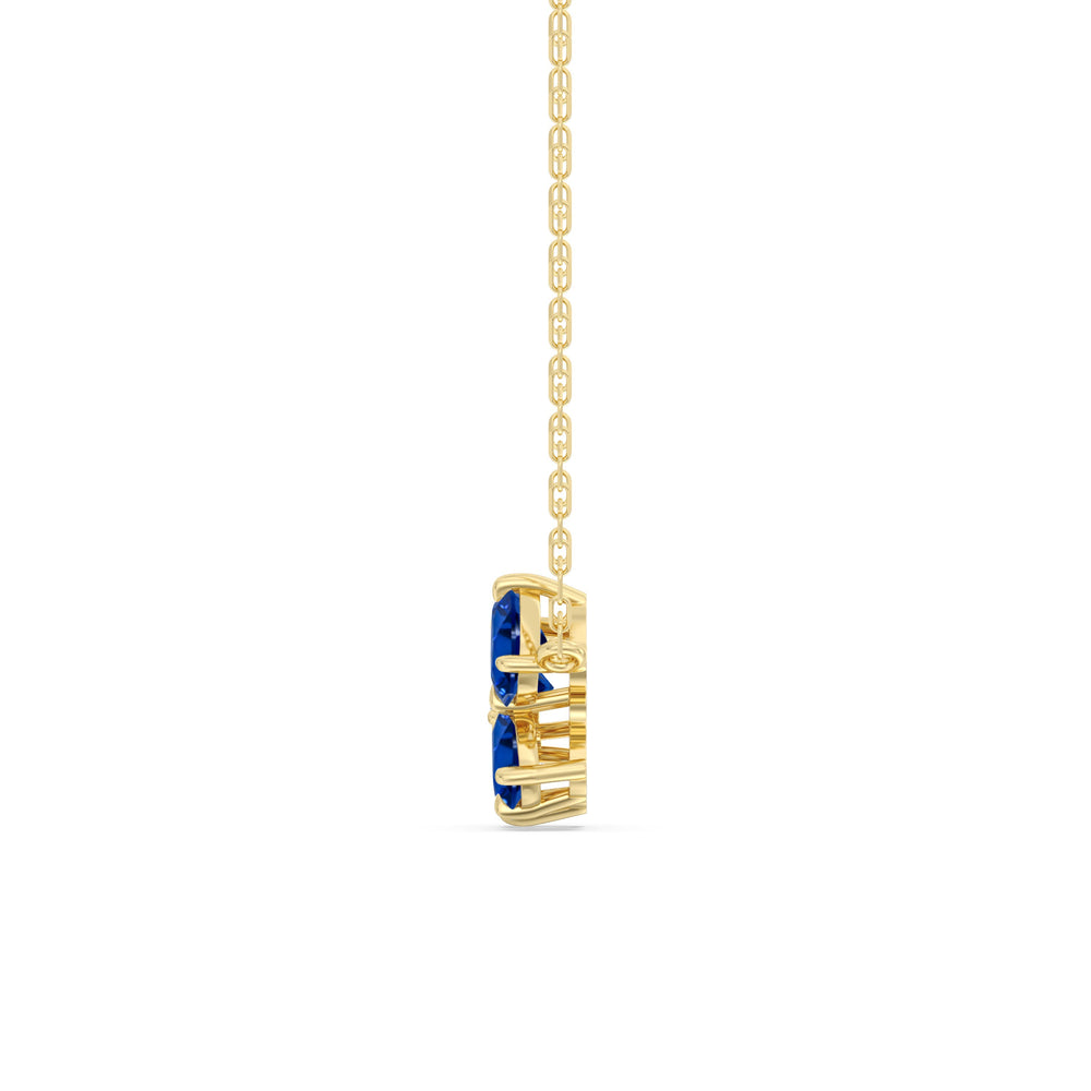 Sapphire Brilliant Cluster NecklaceTest Drashya with 14KT Yellow Gold Cut Diamond in 14KT Yellow Gold view 3
