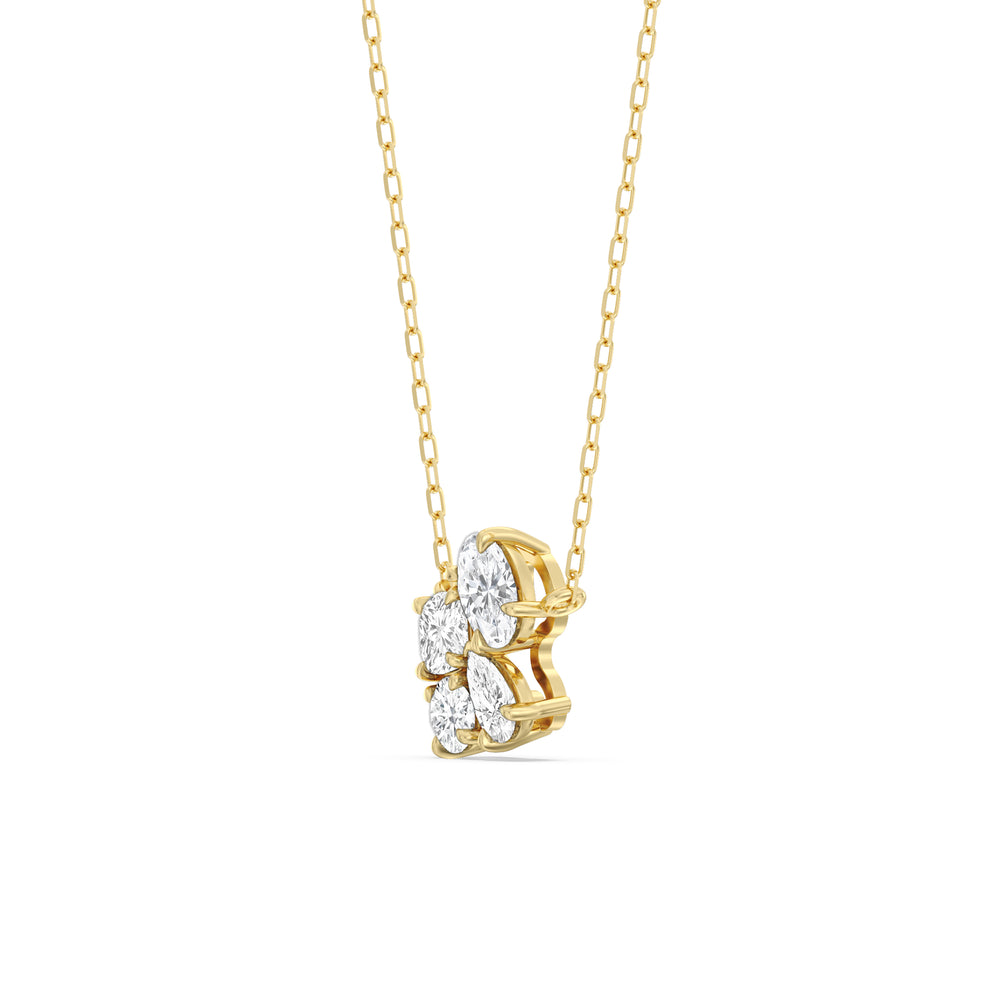 Brilliant Cluster Diamond Necklace with 14KT Yellow Gold / Lab / 1 Cut Diamond in 14KT Yellow Gold / Lab / 1 view 2
