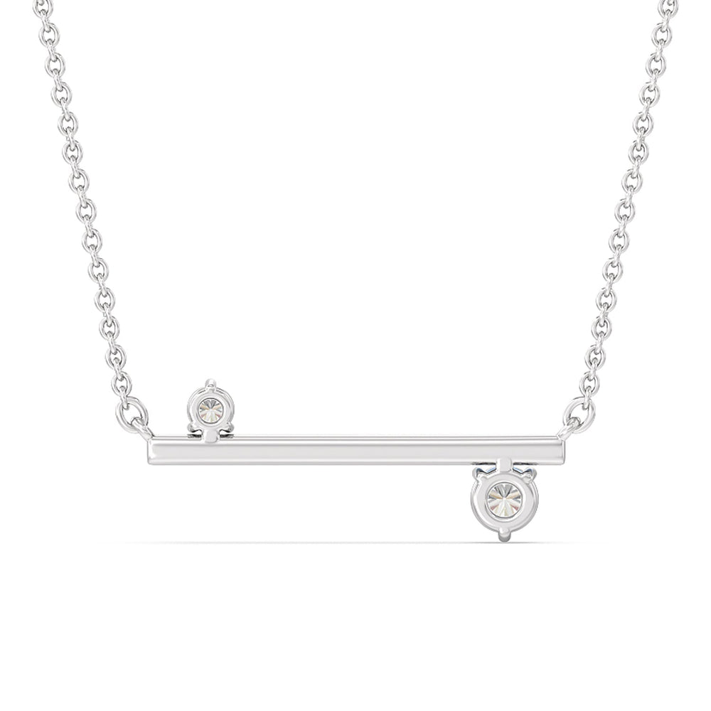 Diamond Accent Bar Necklace in Ceramic with Sterling Silver / Mist / 3/8 Cut Diamond in 14KT Sterling Silver / Mist / 3/8 view 4
