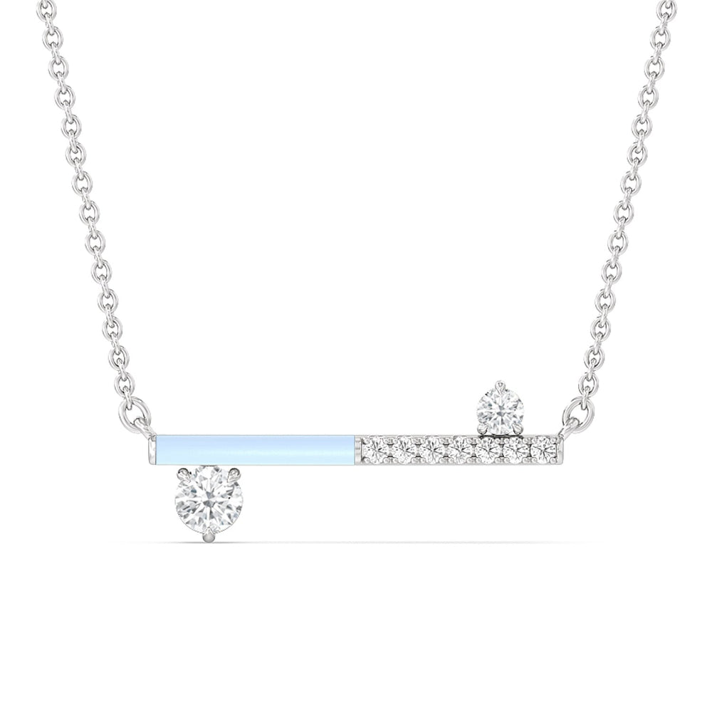 Diamond Accent Bar Necklace in Ceramic with Sterling Silver / Mist / 3/8 Cut Diamond in 14KT Sterling Silver / Mist / 3/8 view 1
