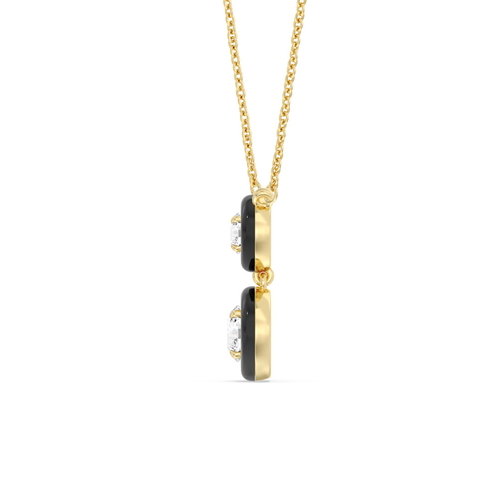 Double Diamond Drop Necklace in Ceramic with 14KT Yellow Gold / Midnight / 1 1/2 Cut Diamond in 14KT Yellow Gold / Midnight / 1 1/2 view 3
