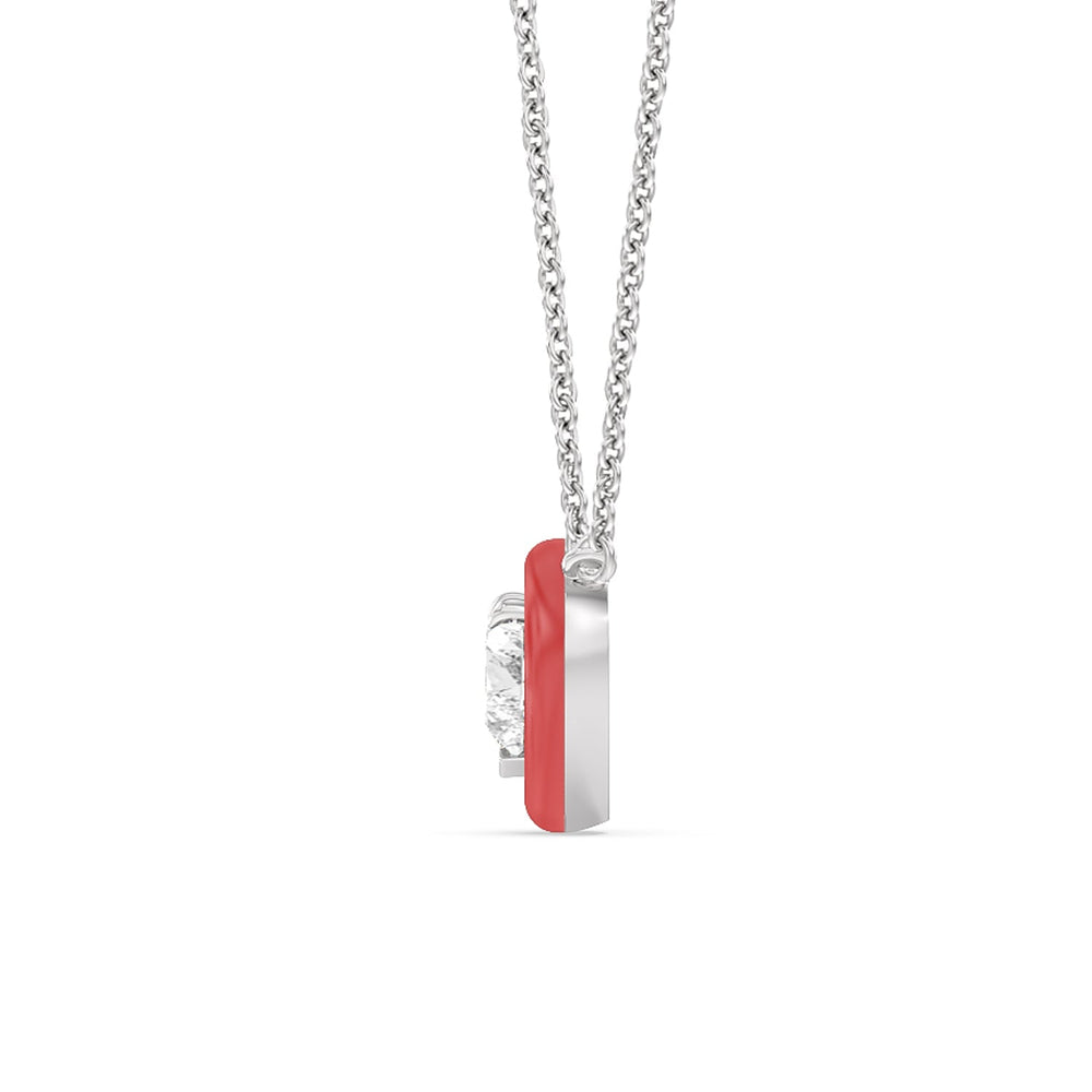 Classic Heart Bezel Necklace in Ceramic with Sterling Silver / Hibiscus / 1 Cut Diamond in 14KT Sterling Silver / Hibiscus / 1 view 2
