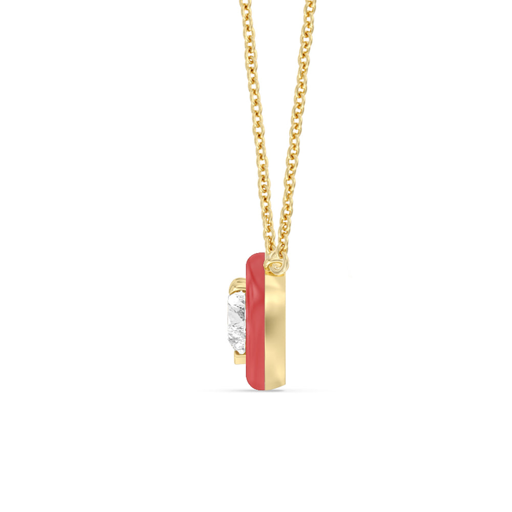 Classic Heart Bezel Necklace in Ceramic with 14KT Yellow Gold / Hibiscus / 1 Cut Diamond in 14KT Yellow Gold / Hibiscus / 1 view 3
