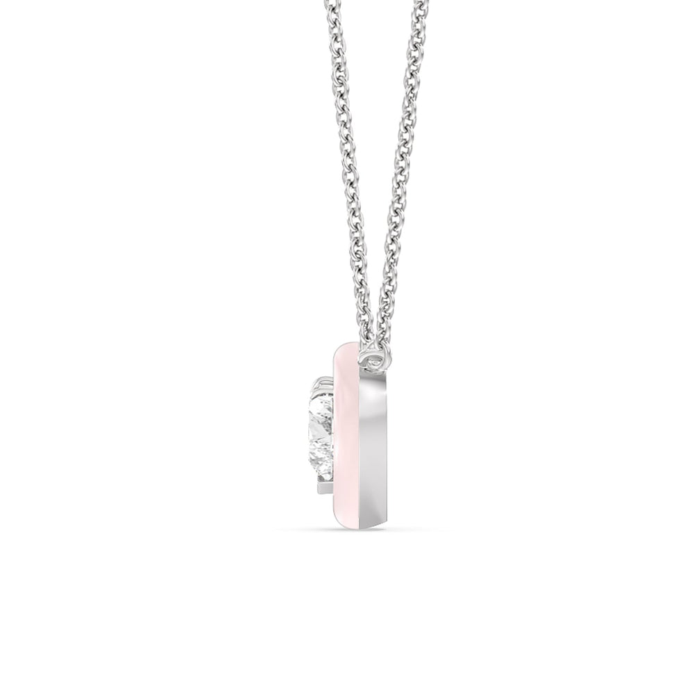 Classic Heart Bezel Necklace in Ceramic with Sterling Silver / Lilac Blush / 1 Cut Diamond in 14KT Sterling Silver / Lilac Blush / 1 view 3
