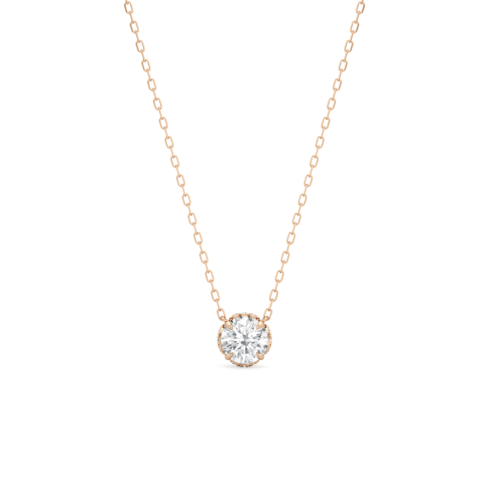 The Chrysler Necklace with 18KT Rose Gold / Lab / 1 1/10 Cut Diamond in 14KT Rose Gold / Lab / 1 1/10 view 2
