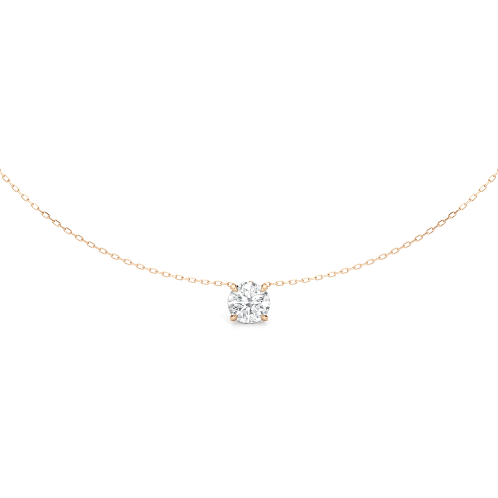 The W Classic Necklace with 14KT Rose Gold / Lab / 2 Cut Diamond in 14KT Rose Gold / Lab / 2 view 5
