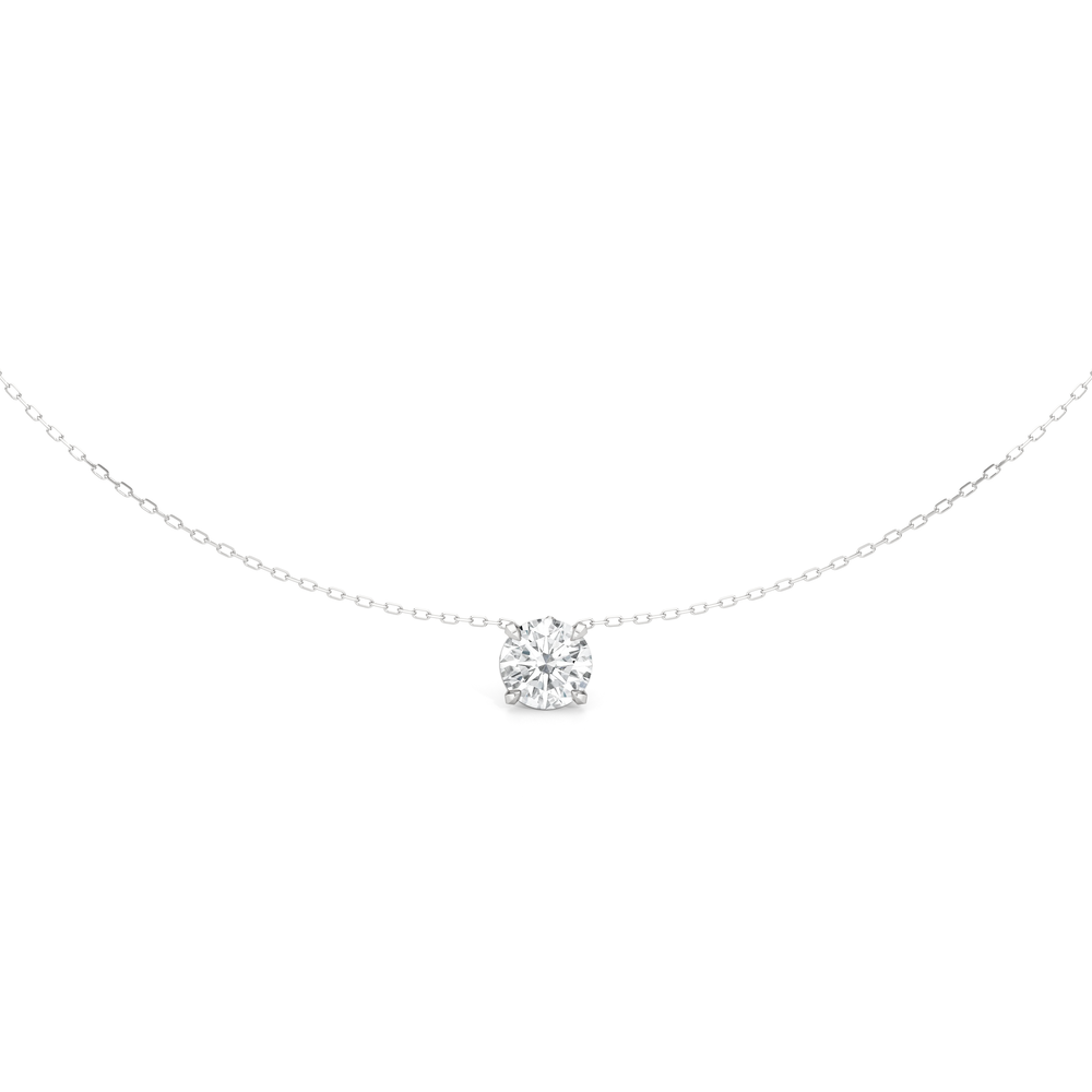 The W Classic Necklace with 14KT White Gold / Lab / 2 Cut Diamond in 14KT White Gold / Lab / 2 view 5
