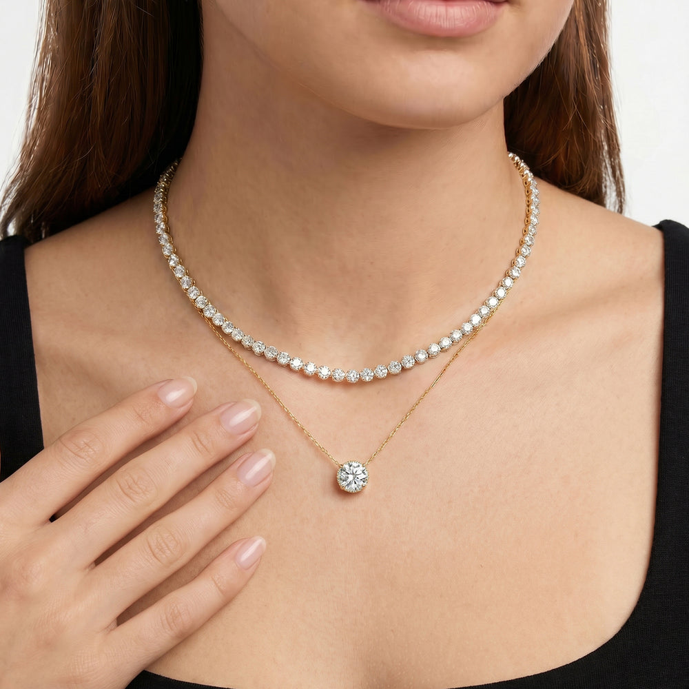The Chrysler Classic Necklace with 14KT White Gold / Lab / 2 1/3 Cut Diamond in 14KT White Gold / Lab / 2 1/3 view 3
