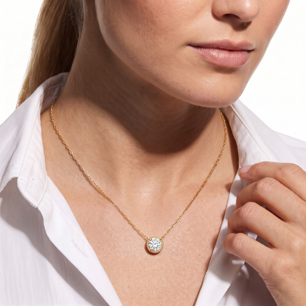 The Medallion Necklace with 14KT Yellow Gold / Lab / 2 Cut Diamond in 14KT Yellow Gold / Lab / 2 view 3
