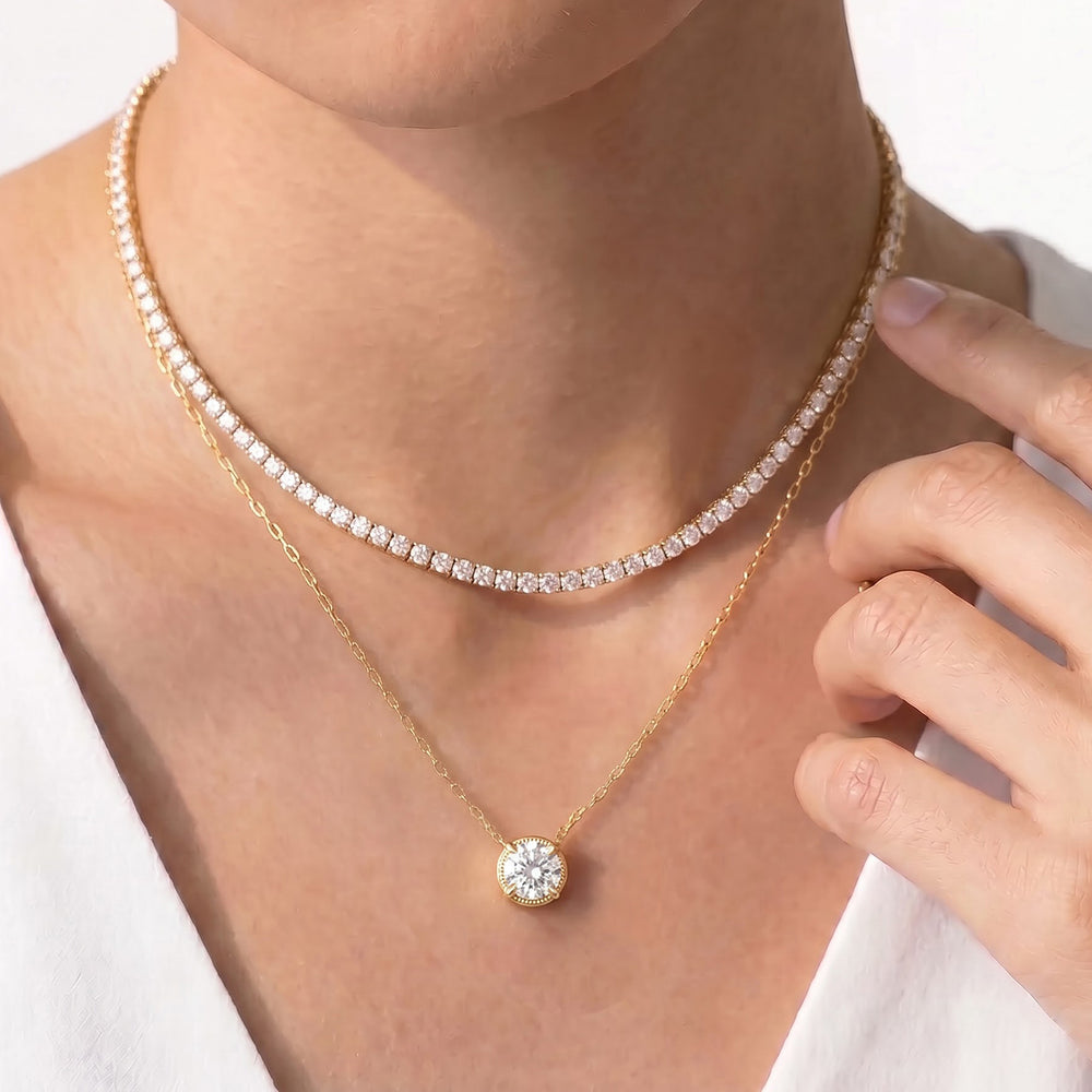 The Medallion Necklace with 14KT Rose Gold / Lab / 2 Cut Diamond in 14KT Rose Gold / Lab / 2 view 4
