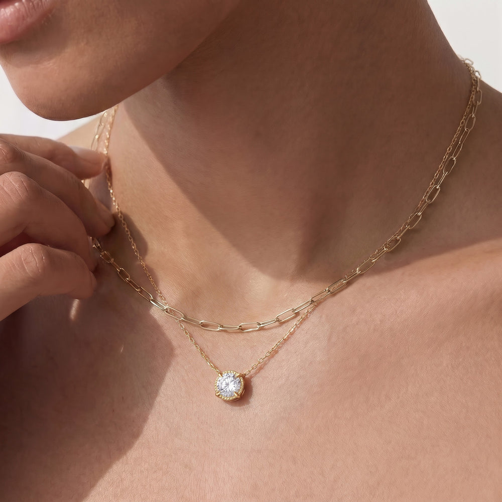 The Medallion Necklace with 14KT Rose Gold / Lab / 1 Cut Diamond in 14KT Rose Gold / Lab / 1 view 4

