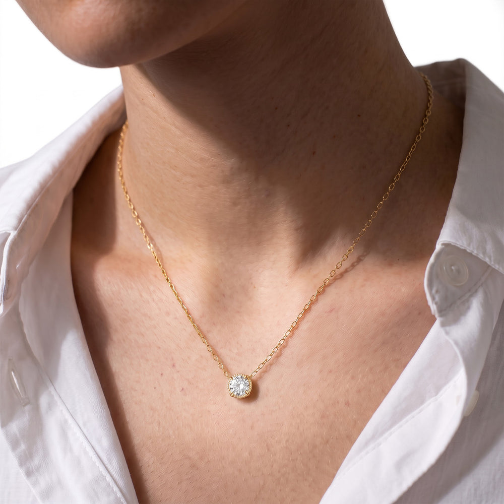 The Medallion Necklace with 14KT Yellow Gold / Lab / 1 Cut Diamond in 14KT Yellow Gold / Lab / 1 view 3
