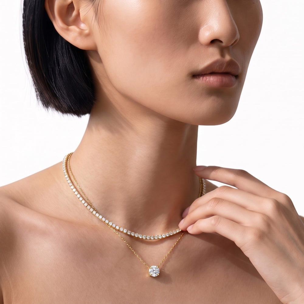 The Tulip Grand Necklace with 14KT White Gold / Lab / 2 Cut Diamond in 14KT White Gold / Lab / 2 view 4
