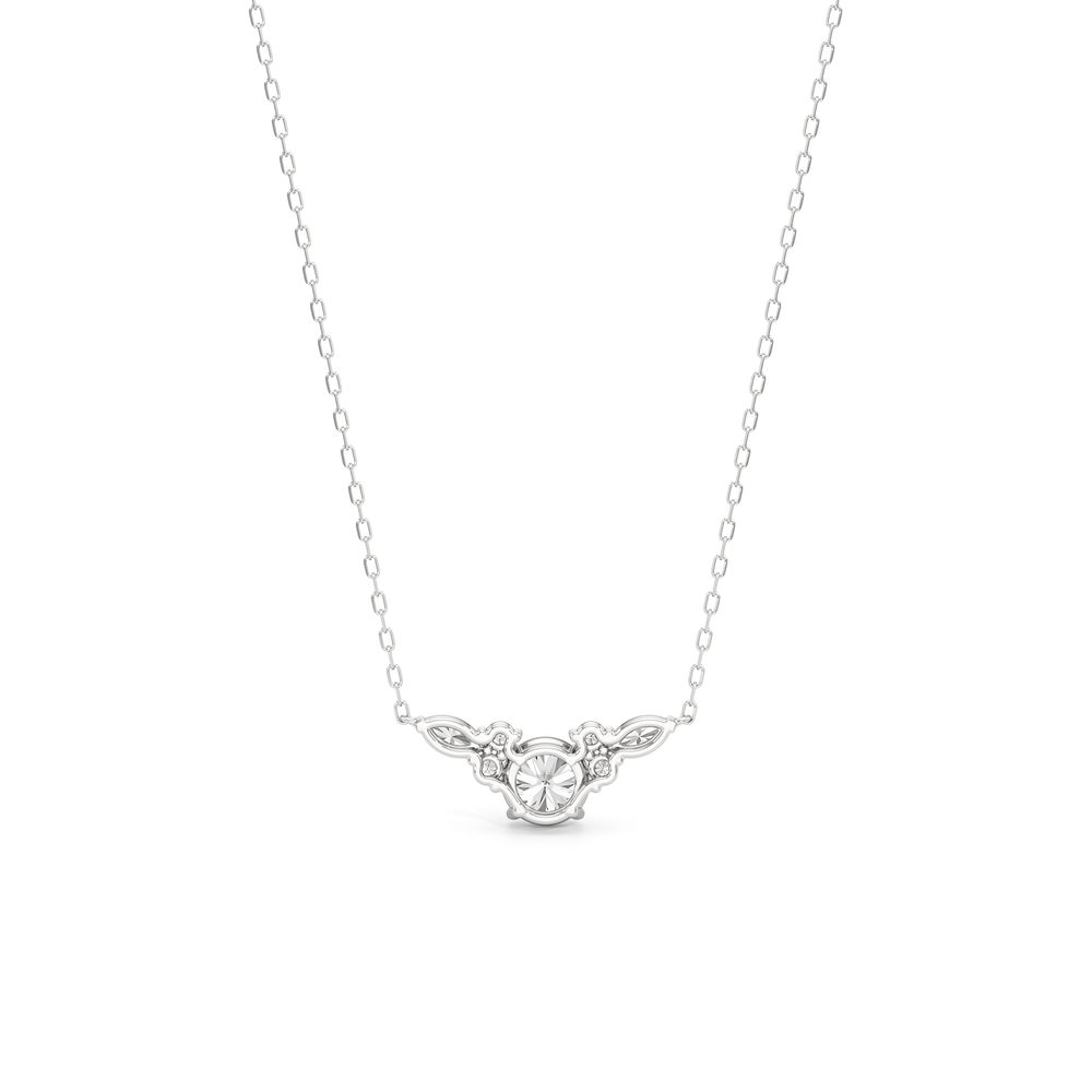 Fine Trio Accent Necklace with 14KT White Gold / Lab / 1 3/8 Cut Diamond in 14KT White Gold / Lab / 1 3/8 view 5
