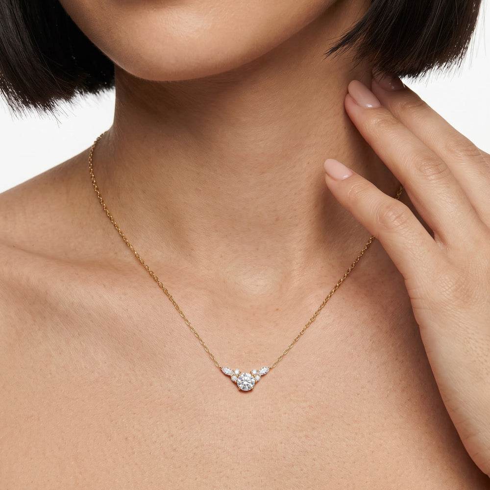 Fine Trio Accent Necklace with 14KT Yellow Gold / Lab / 1 3/8 Cut Diamond in 14KT Yellow Gold / Lab / 1 3/8 view 2
