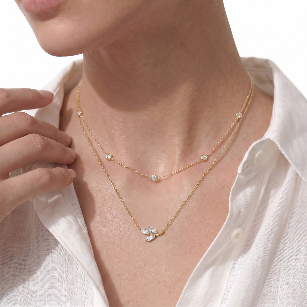 The Vine Muse Necklace with 14KT White Gold / Lab / 5/8 Cut Diamond in 14KT White Gold / Lab / 5/8 view 3
