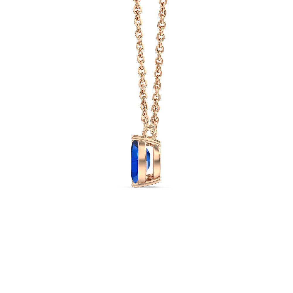 Toi Et Moi Created Sapphire Marquise and Emerald Diamond Necklace with 14KT Rose Gold Cut Diamond in 14KT Rose Gold view 2
