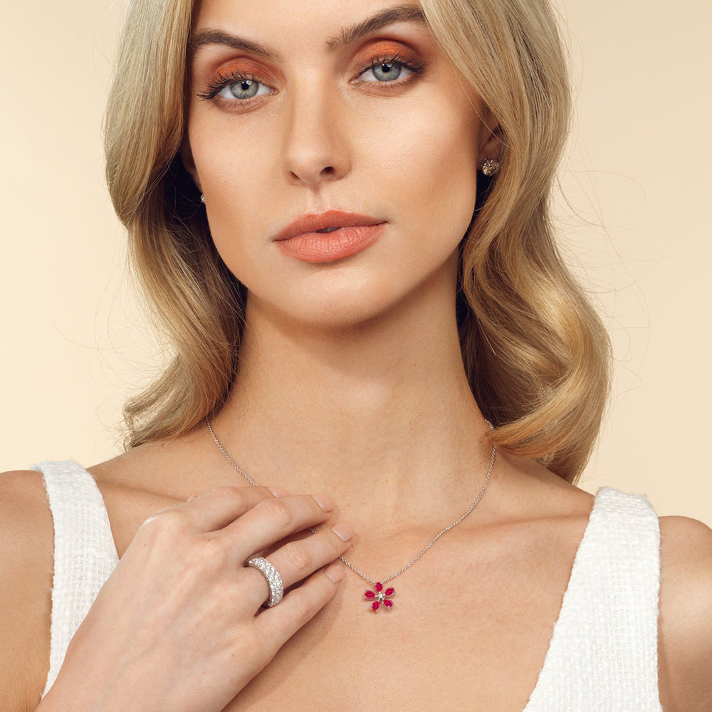 Model Wearing Ruby Periwinkle Necklace view