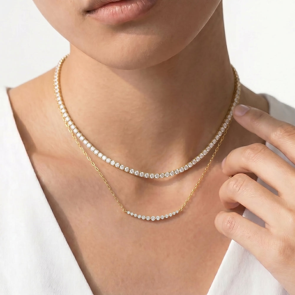 The Crescent Necklace with 14KT White Gold / Lab / 1/4 Cut Diamond in 14KT White Gold / Lab / 1/4 view 3
