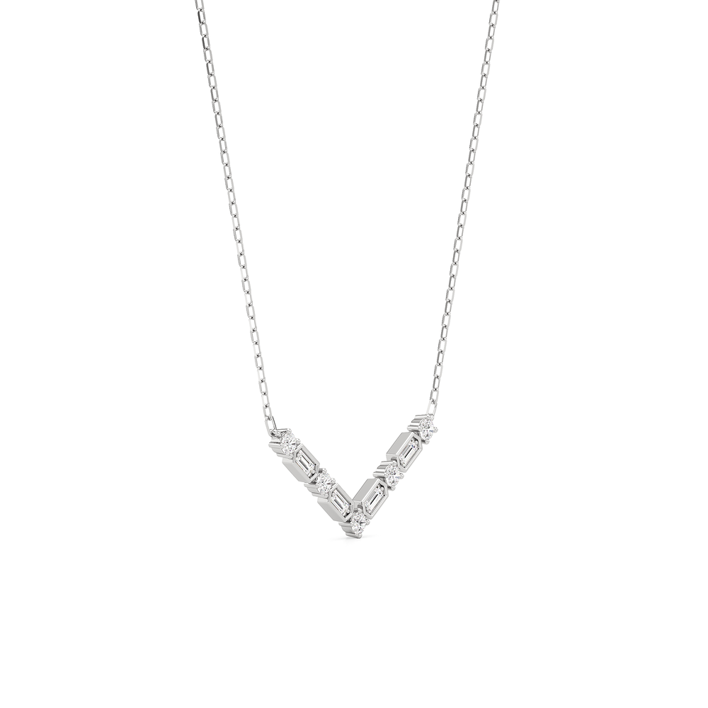 The Elise Necklace with 14KT White Gold / Lab / 1/3 Cut Diamond in 14KT White Gold / Lab / 1/3 view 4
