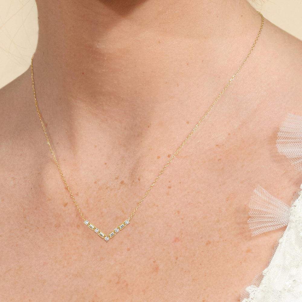 The Elise Necklace with 14KT Yellow Gold / Lab / 1/3 Cut Diamond in 14KT Yellow Gold / Lab / 1/3 view 2

