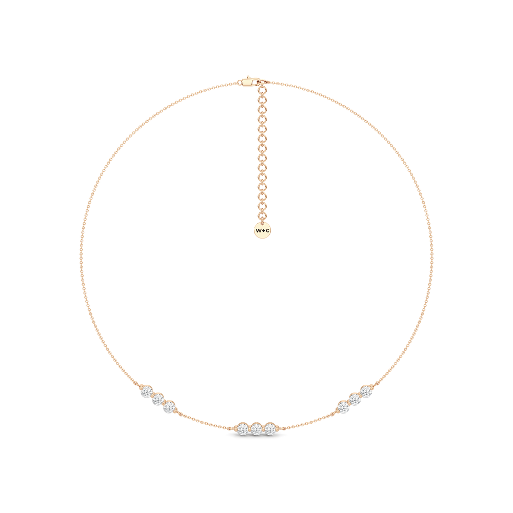 Diamond Trio Station Necklace with 14KT Rose Gold / Lab / 1/4 Cut Diamond in 14KT Rose Gold / Lab / 1/4 view 2
