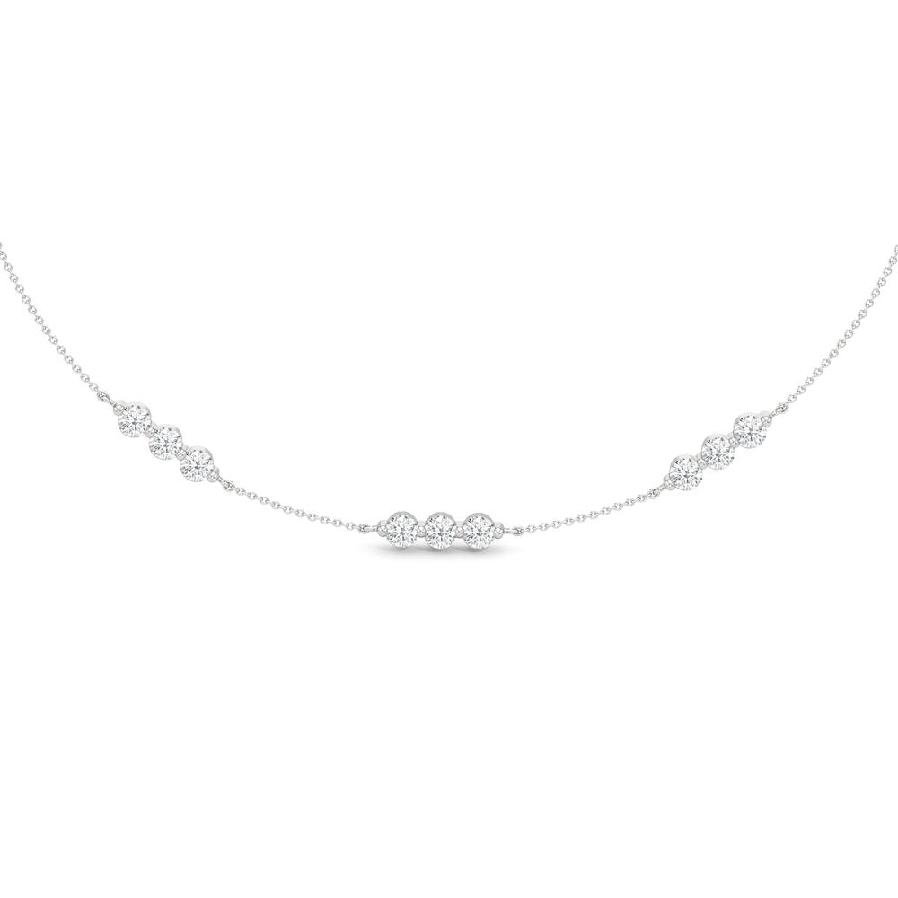 Diamond Trio Station Necklace with 14KT White Gold / Lab / 1/4 Cut Diamond in 14KT White Gold / Lab / 1/4 view 1
