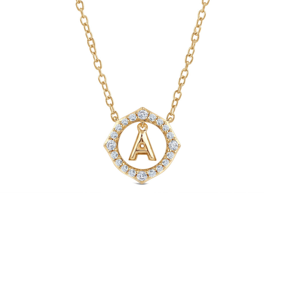 Signature Letter A Necklace with 14KT Yellow Gold / Lab / 1/5 Cut Diamond in 14KT Yellow Gold / Lab / 1/5 view 1
