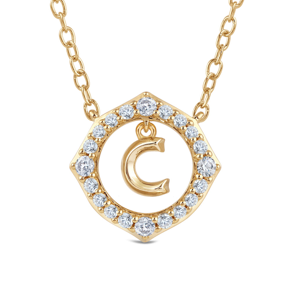 Signature Letter C Necklace with 14KT Yellow Gold / Lab / 1/5 Cut Diamond in 14KT Yellow Gold / Lab / 1/5 view 2
