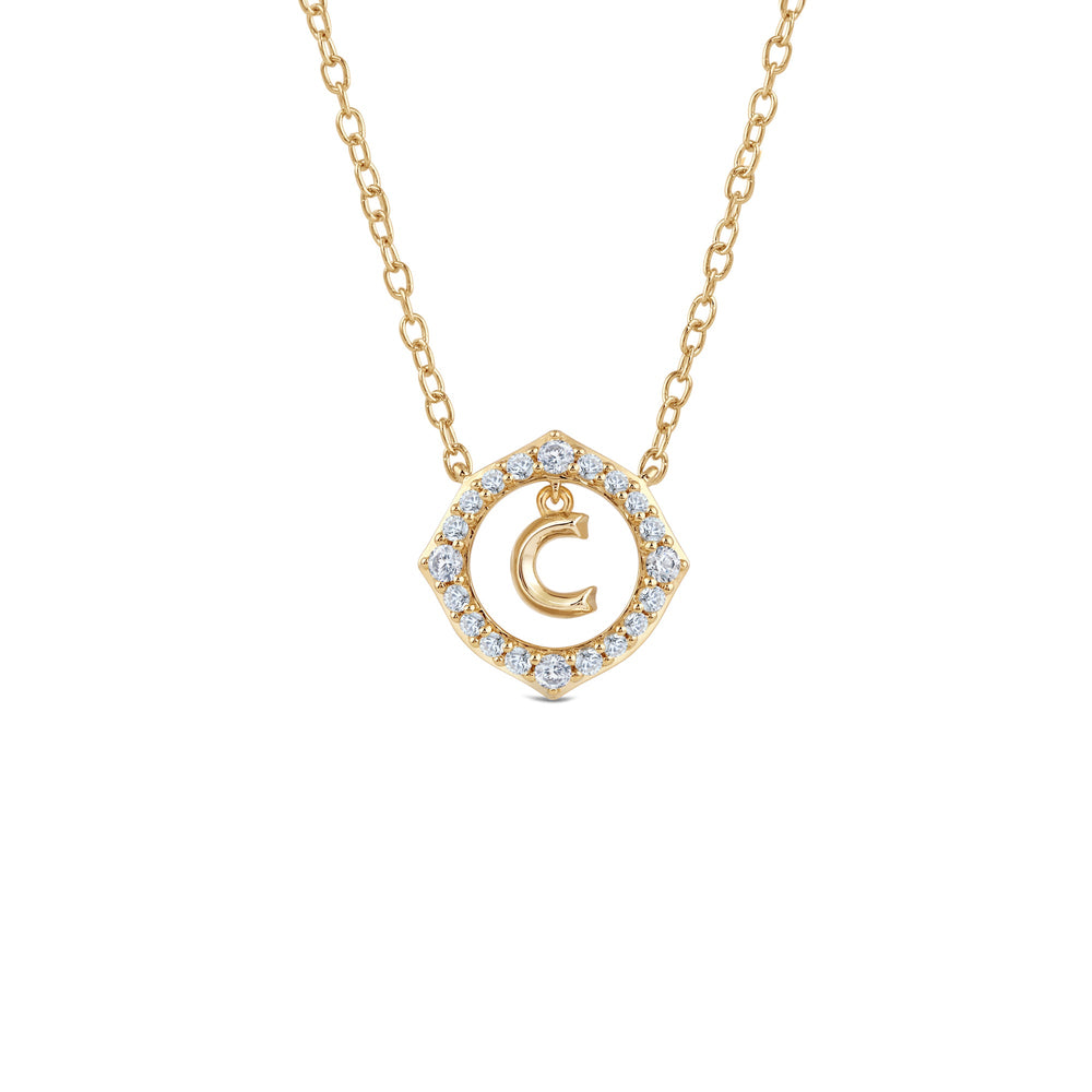 Signature Letter C Necklace with 14KT Yellow Gold / Lab / 1/5 Cut Diamond in 14KT Yellow Gold / Lab / 1/5 view 1
