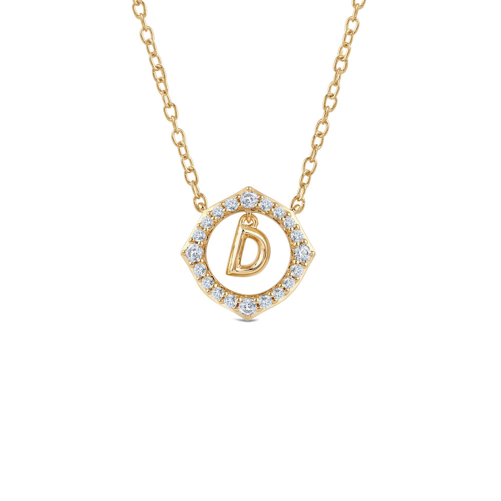 Signature Letter D Necklace with 14KT Yellow Gold / Lab / 1/5 Cut Diamond in 14KT Yellow Gold / Lab / 1/5 view 1
