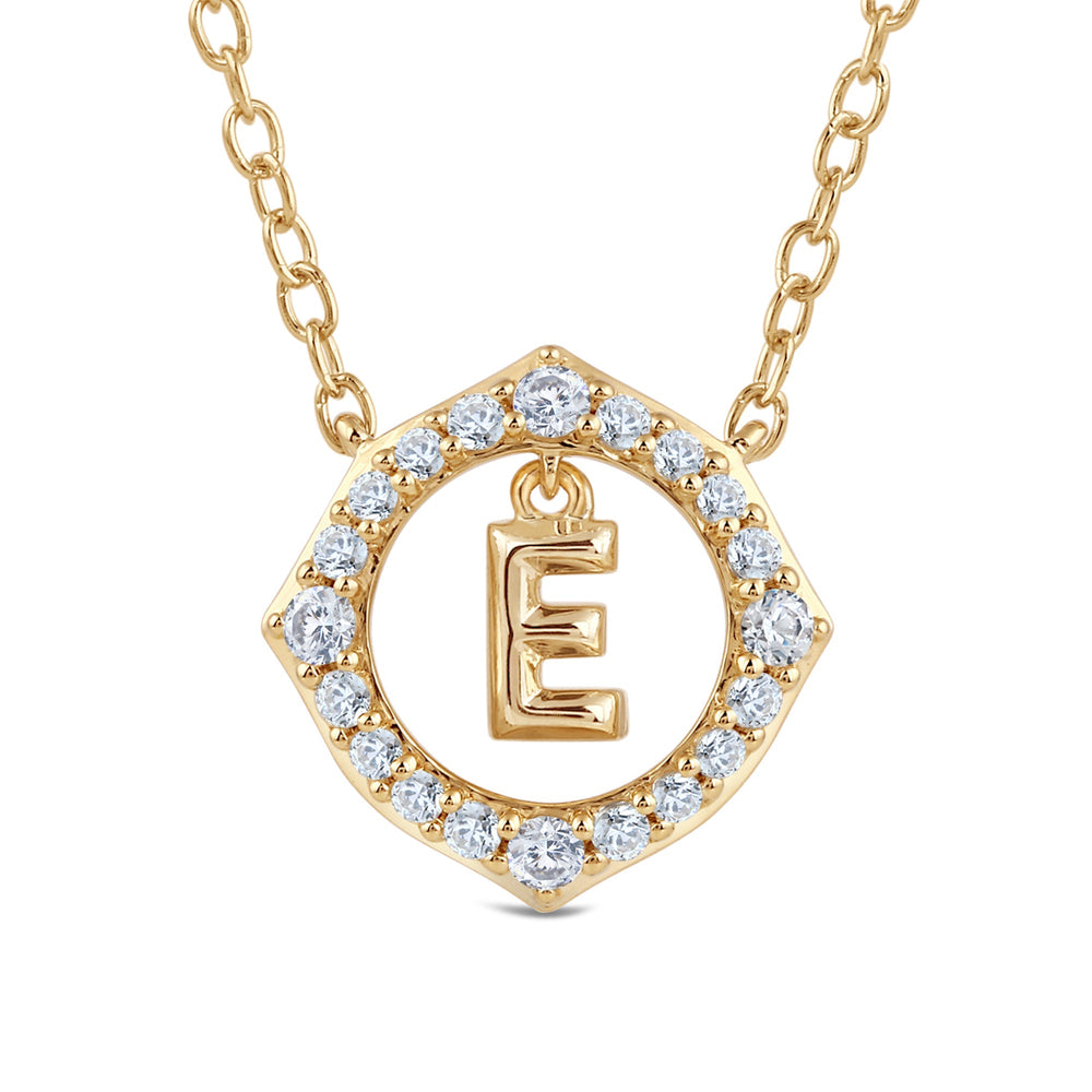 Signature Letter E Necklace with 14KT Yellow Gold / Lab / 1/5 Cut Diamond in 14KT Yellow Gold / Lab / 1/5 view 2
