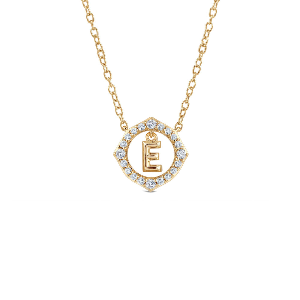 Signature Letter E Necklace with 14KT Yellow Gold / Lab / 1/5 Cut Diamond in 14KT Yellow Gold / Lab / 1/5 view 1
