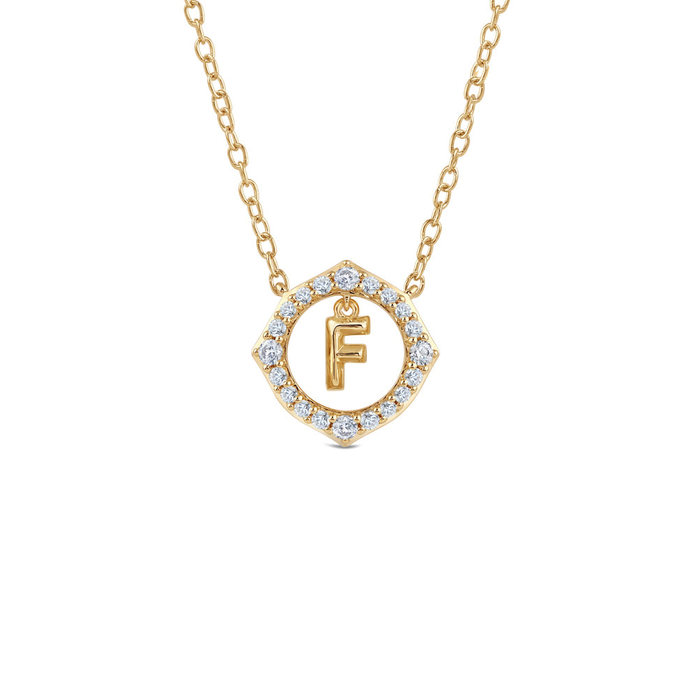 Signature Letter F Necklace with 14KT Yellow Gold / Lab / 1/5 Cut Diamond in 14KT Yellow Gold / Lab / 1/5 view 1
