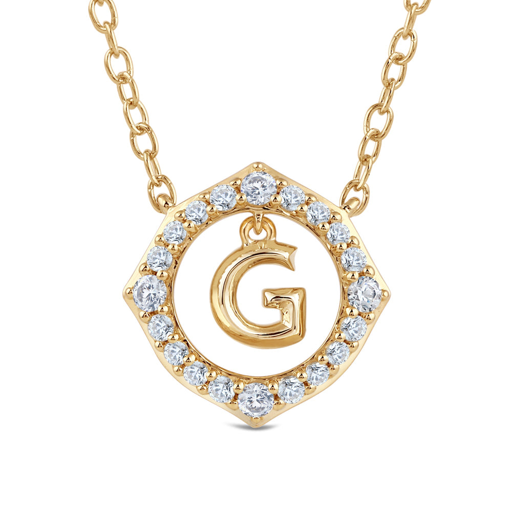 Signature Letter G Necklace with 14KT Yellow Gold / Lab / 1/5 Cut Diamond in 14KT Yellow Gold / Lab / 1/5 view 2
