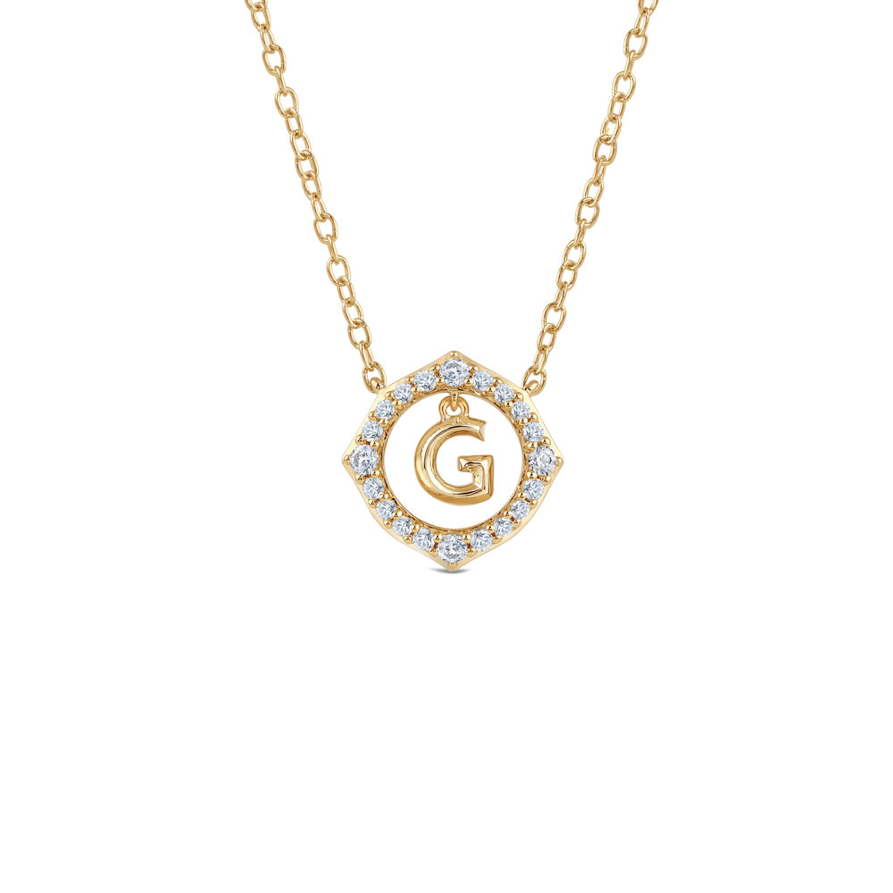 Signature Letter G Necklace with 14KT Yellow Gold / Lab / 1/5 Cut Diamond in 14KT Yellow Gold / Lab / 1/5 view 1
