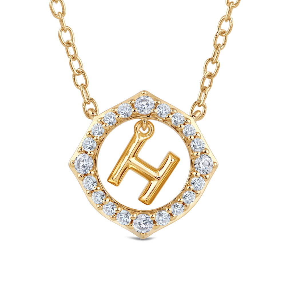 Signature Letter H Necklace with 14KT Yellow Gold / Lab / 1/5 Cut Diamond in 14KT Yellow Gold / Lab / 1/5 view 2
