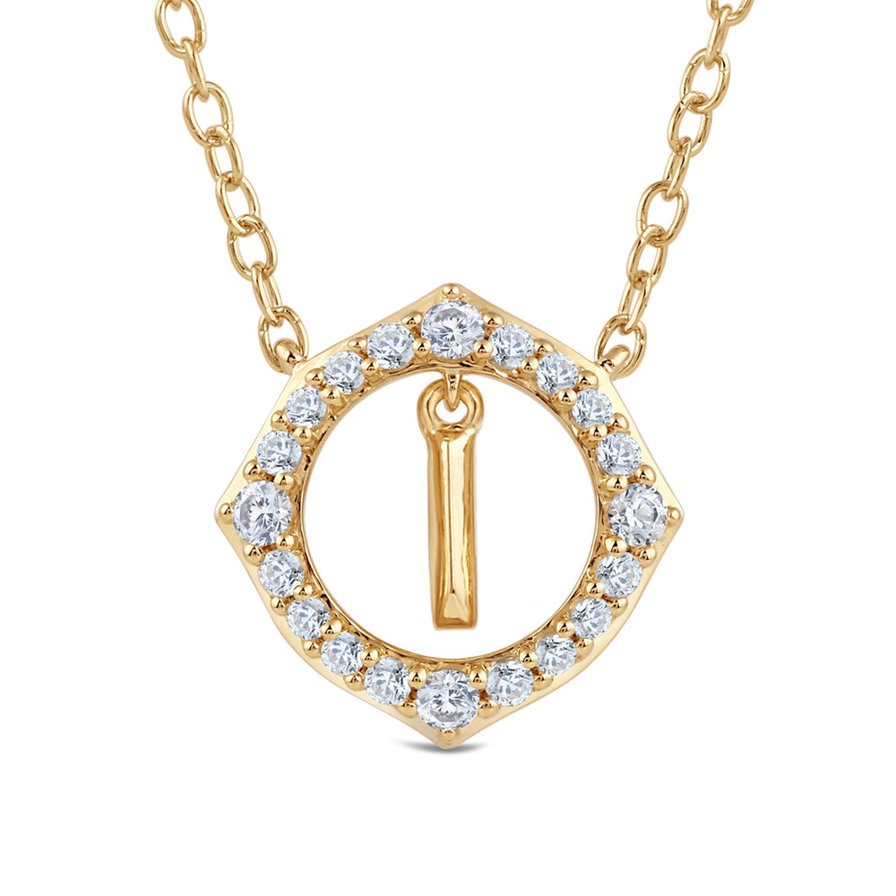 Signature Letter I Necklace with 14KT Yellow Gold / Lab / 1/5 Cut Diamond in 14KT Yellow Gold / Lab / 1/5 view 2
