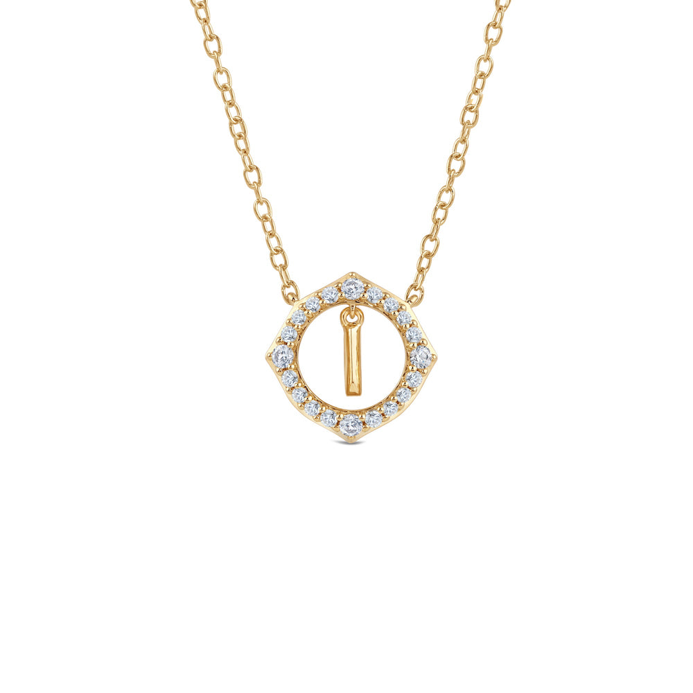 Signature Letter I Necklace with 14KT Yellow Gold / Lab / 1/5 Cut Diamond in 14KT Yellow Gold / Lab / 1/5 view 1
