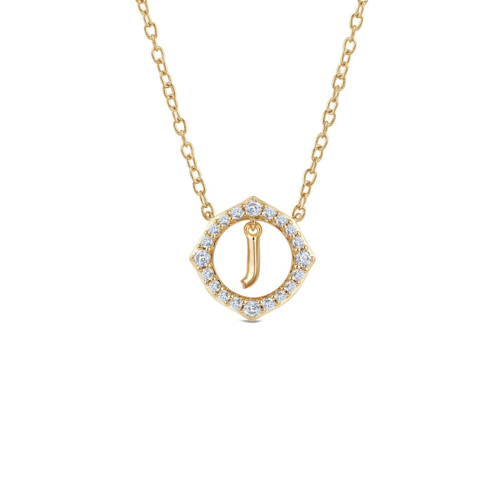 Signature Letter J Necklace with 14KT Yellow Gold / Lab / 1/5 Cut Diamond in 14KT Yellow Gold / Lab / 1/5 view 1
