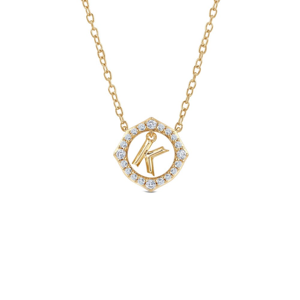 Signature Letter K Necklace with 14KT Yellow Gold / Lab / 1/5 Cut Diamond in 14KT Yellow Gold / Lab / 1/5 view 1
