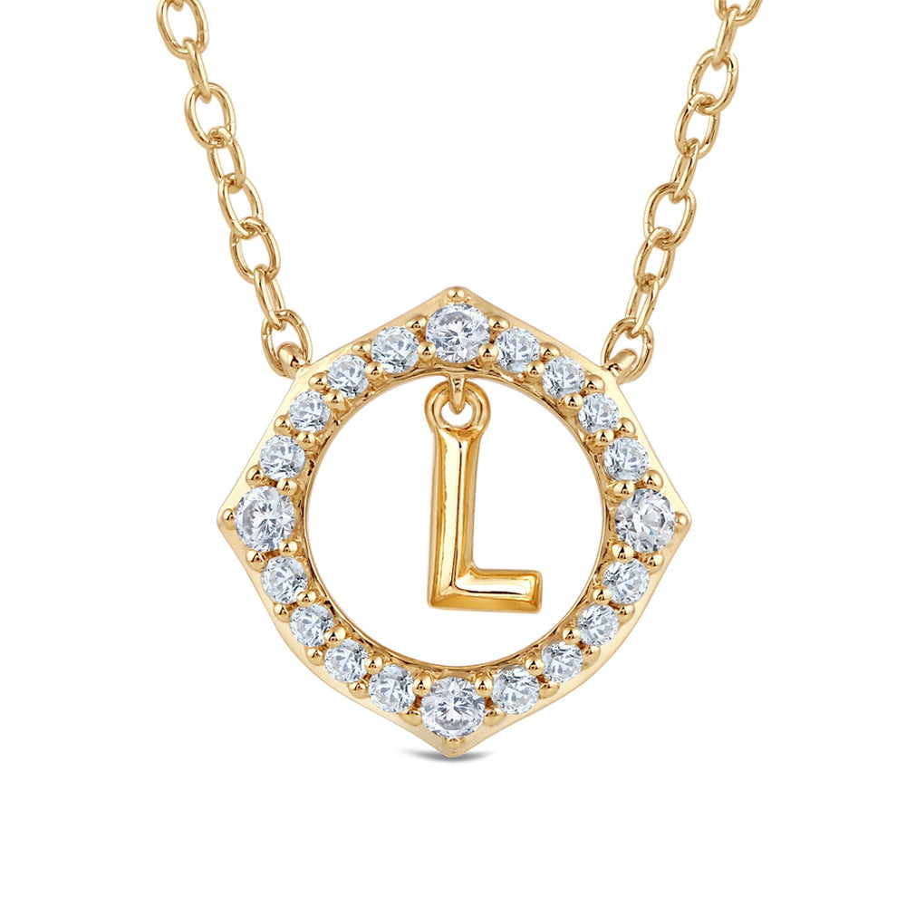 Signature Letter L Necklace with 14KT Yellow Gold / Lab / 1/5 Cut Diamond in 14KT Yellow Gold / Lab / 1/5 view 2
