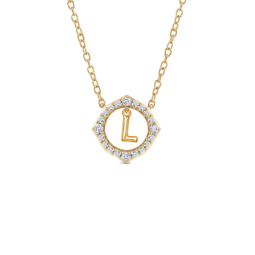 Signature Letter L Necklace with 14KT Yellow Gold / Lab / 1/5 Cut Diamond in 14KT Yellow Gold / Lab / 1/5 view 1
