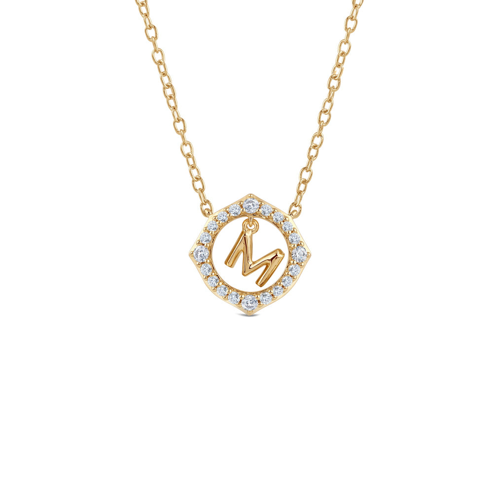 Signature Letter M Necklace with 14KT Yellow Gold / Lab / 1/5 Cut Diamond in 14KT Yellow Gold / Lab / 1/5 view 1
