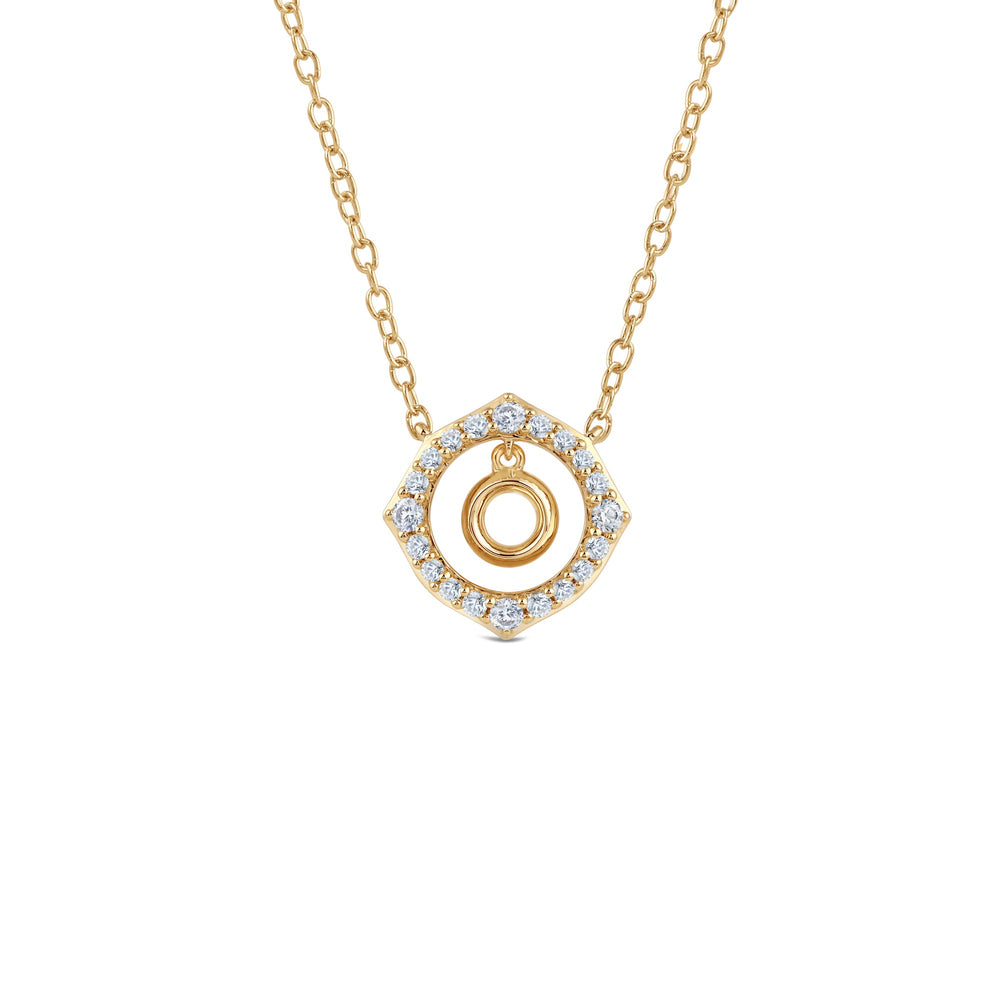 Signature Letter O Necklace with 14KT Yellow Gold / Lab / 1/5 Cut Diamond in 14KT Yellow Gold / Lab / 1/5 view 1
