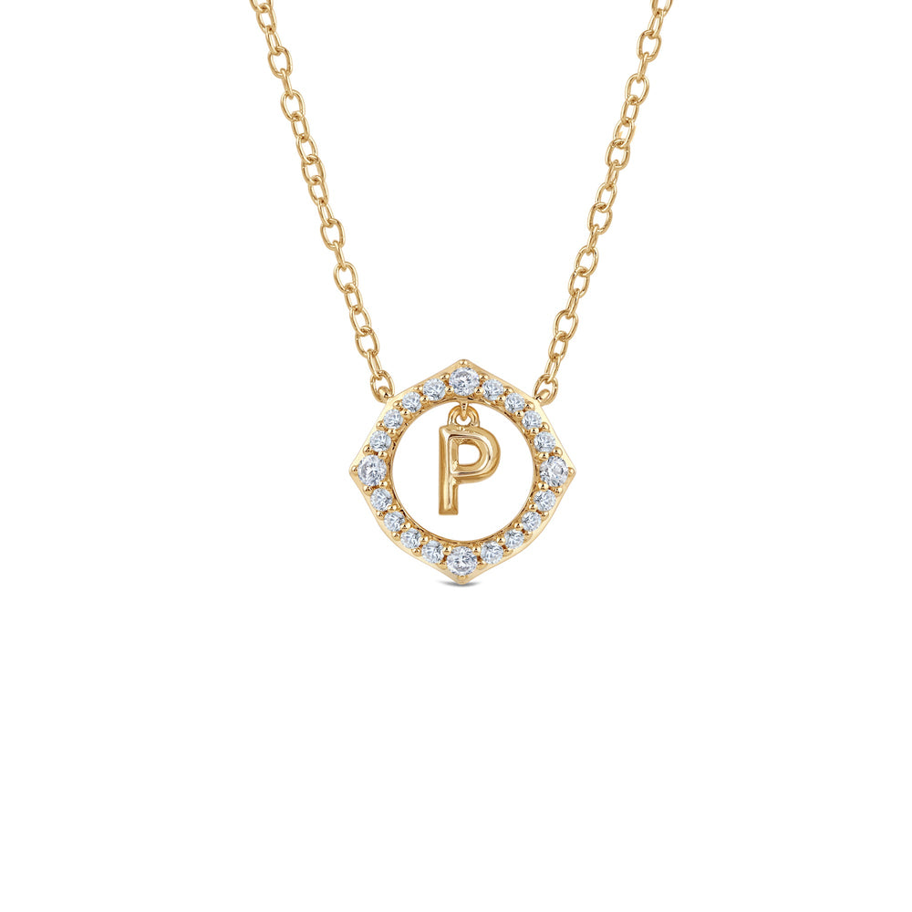 Signature Letter P Necklace with 14KT Yellow Gold / Lab / 1/5 Cut Diamond in 14KT Yellow Gold / Lab / 1/5 view 1
