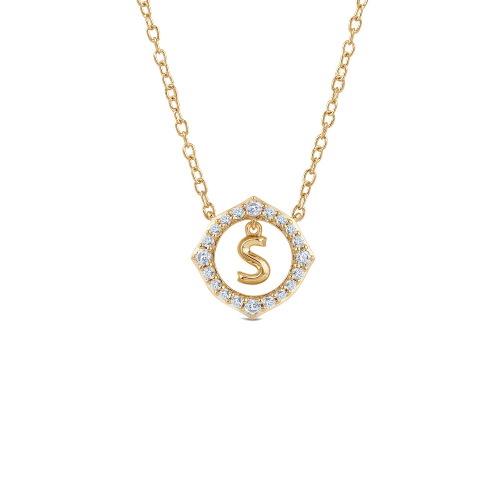 Signature Letter S Necklace with 14KT Yellow Gold / Lab / 1/5 Cut Diamond in 14KT Yellow Gold / Lab / 1/5 view 1
